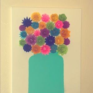 Handmade vase with 3D flowers